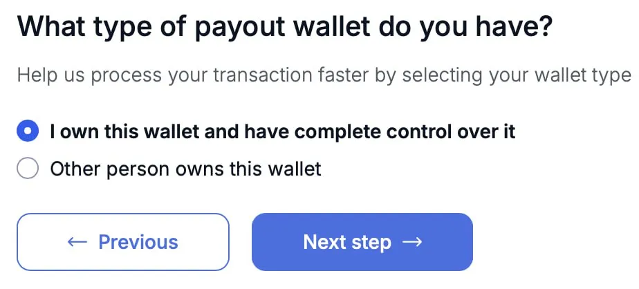 State who owns the wallet: you or a third party.