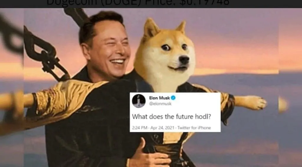 20 декабря 2020 года Маск впервые написал о Dogecoin в X: «Одно слово: Doge».